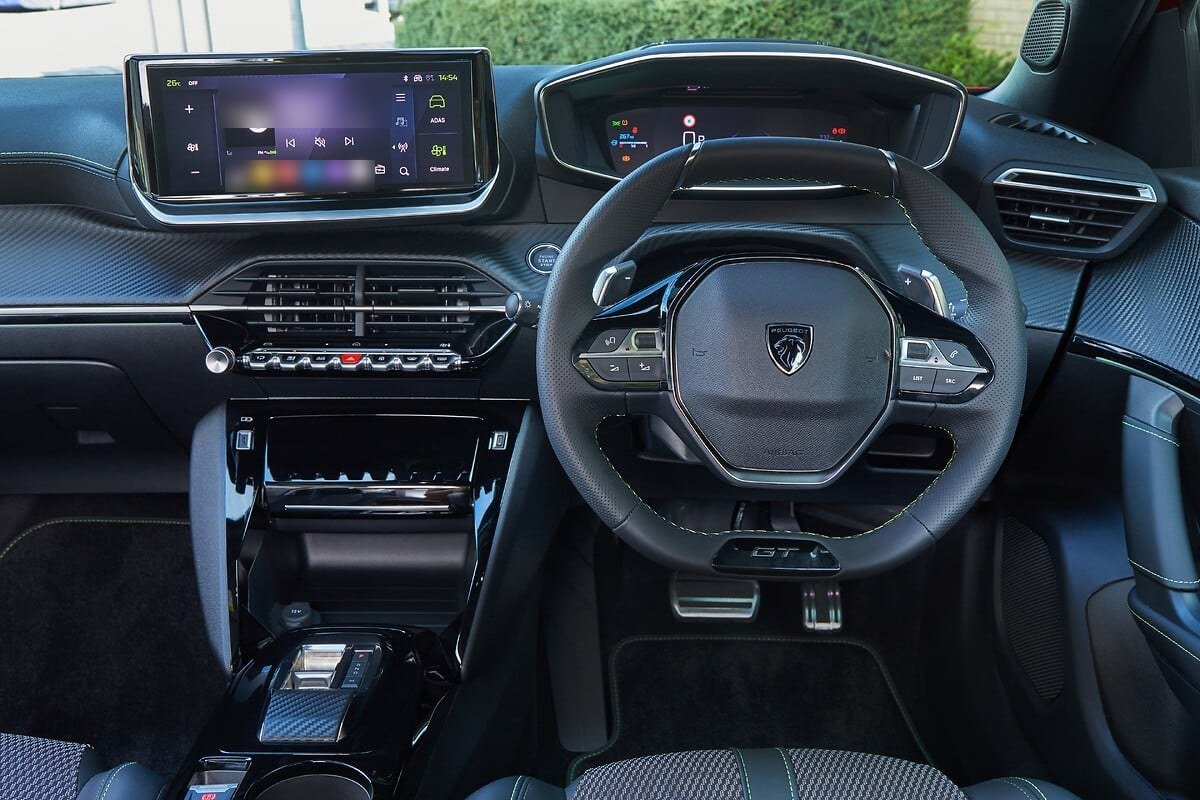 Peugeot 2008 right-hand drive interior with i-Cockpit dashboard and touchscreen
